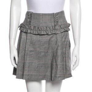 MARISSA WEBB Gray Plaid Mini Skirt with Ruffles